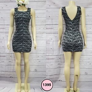 korean small stretch low vneck back bodycon dress